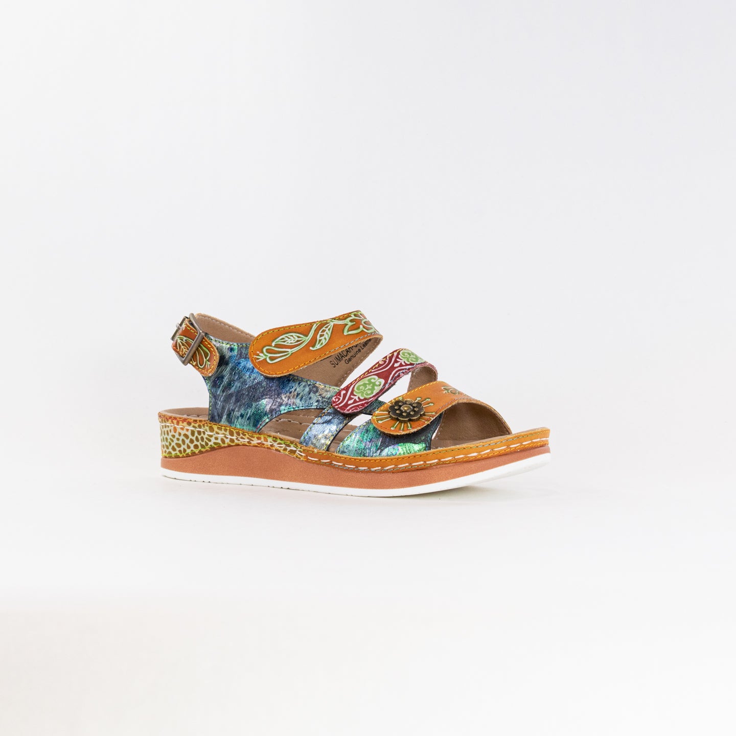 Spring Step Women's Camel Multi Sumacah Hand - painted Leather Sandals