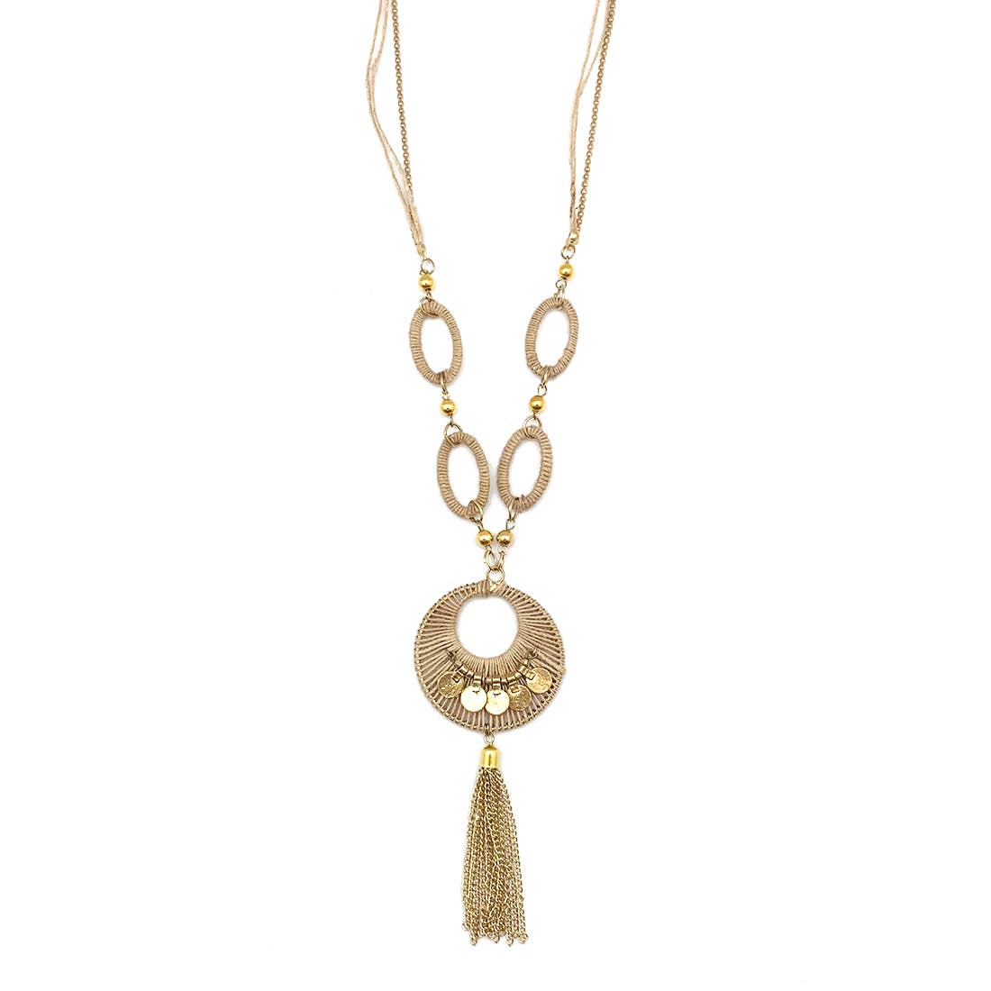 Sachi Bohemian Neutrals Chain Tassel Necklace - A Unique Fashion Statement