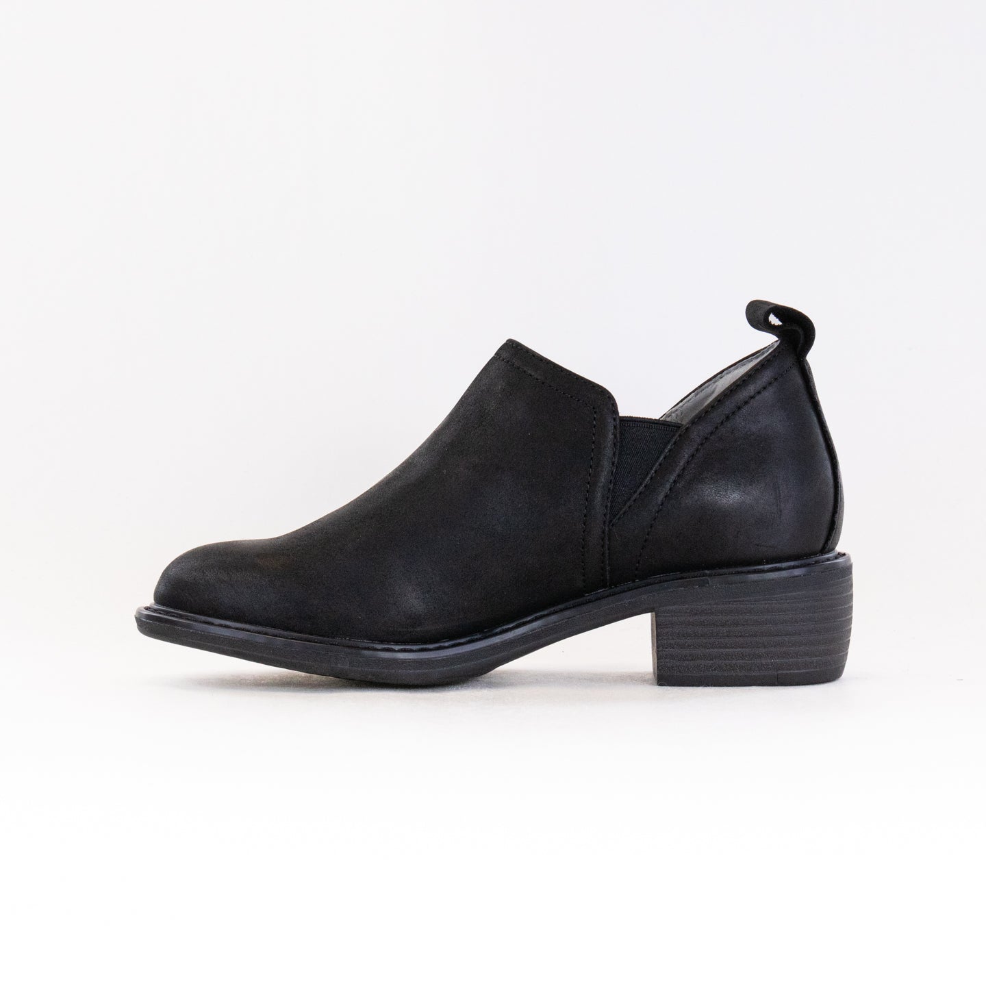 Women's Alegria Merle Slip-On Leather Booties in Black Burnish Color