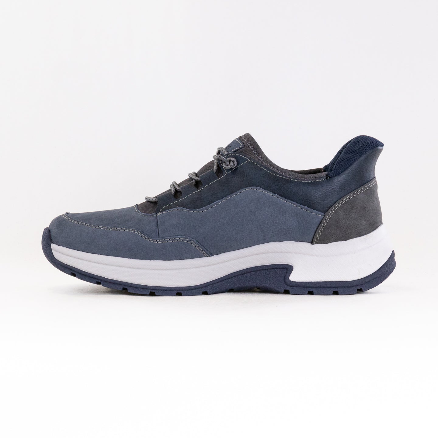 Men's Rieker Bruce 11055 Casual Slip-on Leather Shoes in Wave, Midnight, Smoke, and Rauch Colors