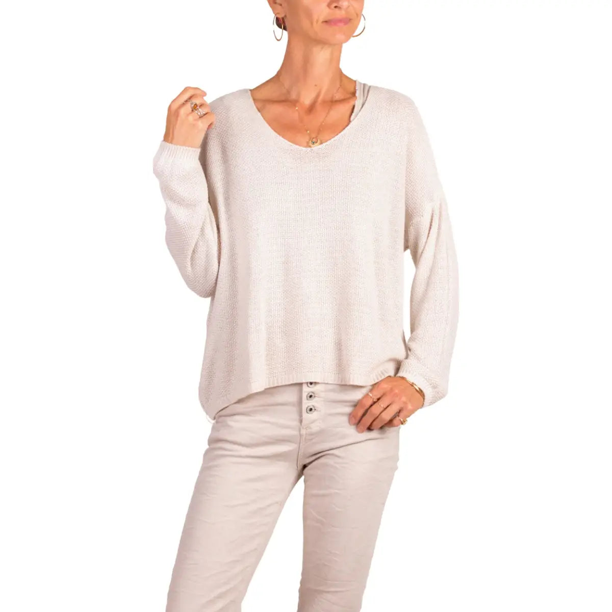 GIGI MODA Soft & Lightweight Emma Knit Sweater with Extra Long Sleeves
