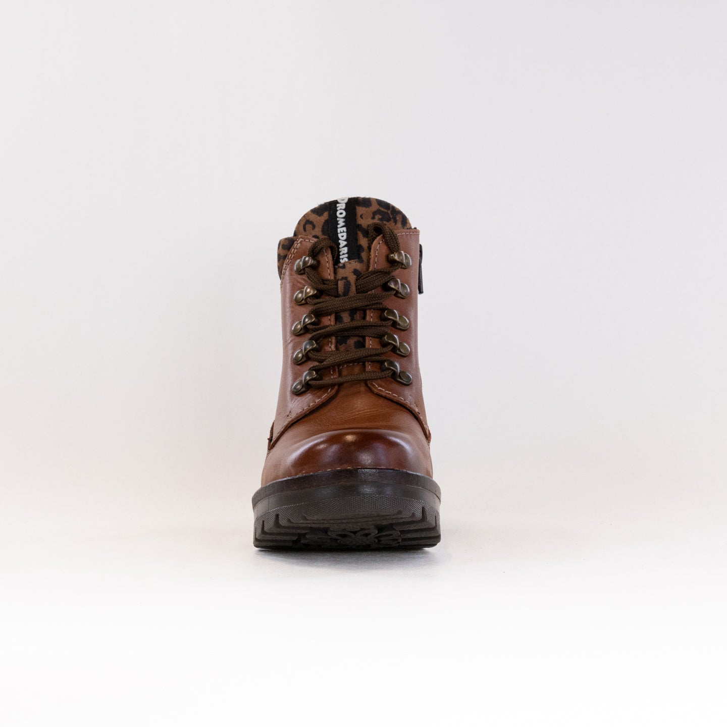 Women's Cognac and Leo Cognac Dromedaris Karlie Short Lace - Up Ankle Boots