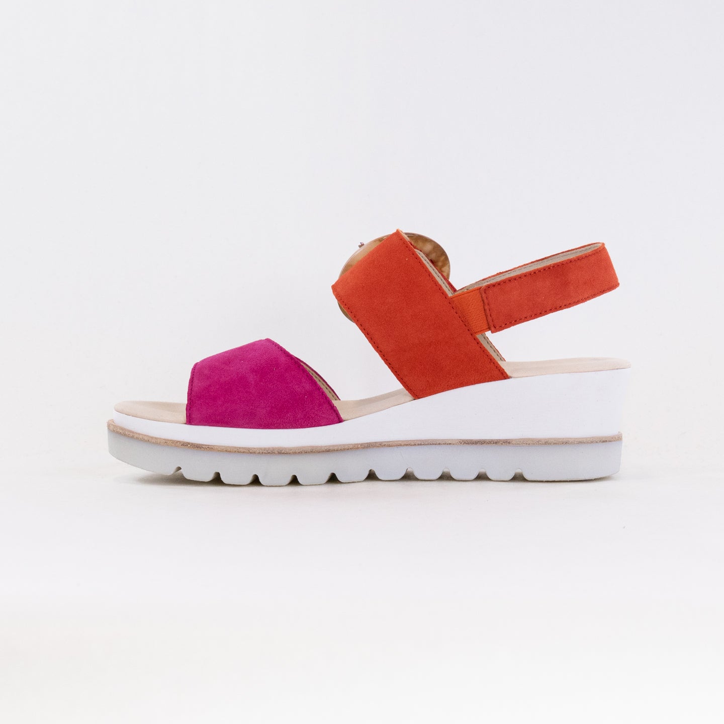 Women's Pink/Pumpkin Gabor 44.645.13 Stylish Adjustable Leather Sandals
