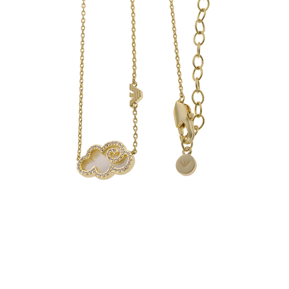 Emporio Armani Fashionable Gold - Coated Brass Sentimental Pendant Along With a Chain (Jewelry Item)