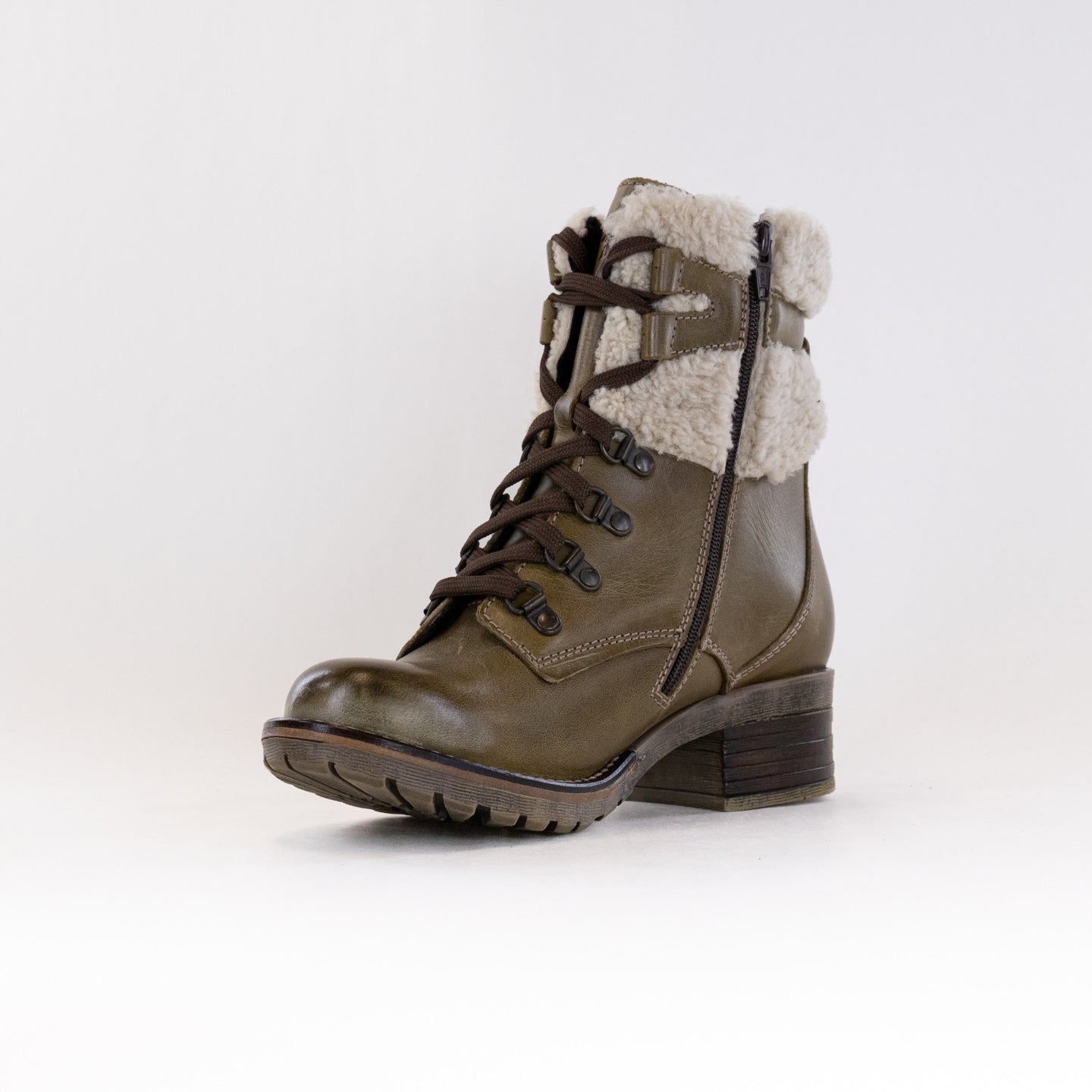 Olive Women's Dromedaris Kara Shearling Lace - Up Boots