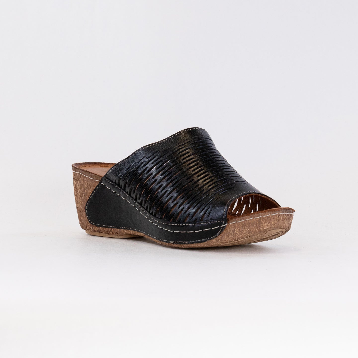 Spring Step Women's Fashionable Leather Cunacena Wedge Sandals - Black