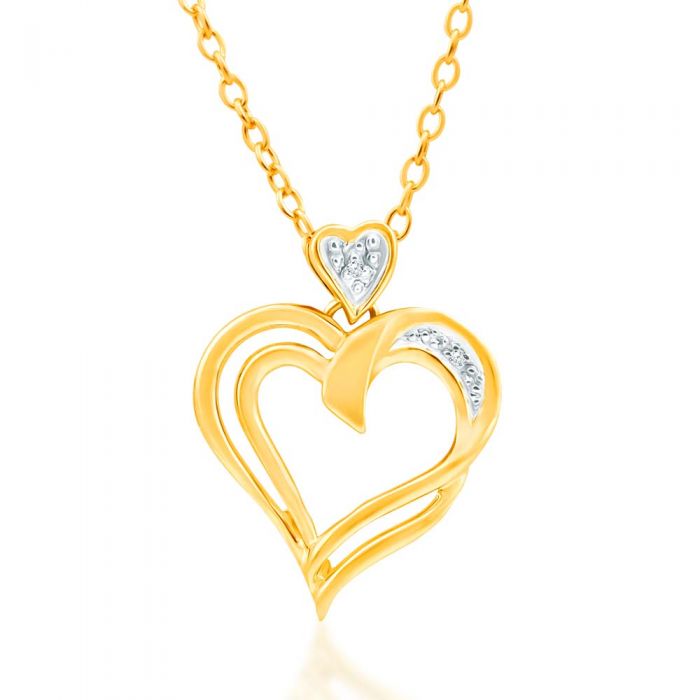 Exquisite 9 Carat Yellow Gold Diamond-Embedded Heart-Shaped Pendant for Jewelry Lovers