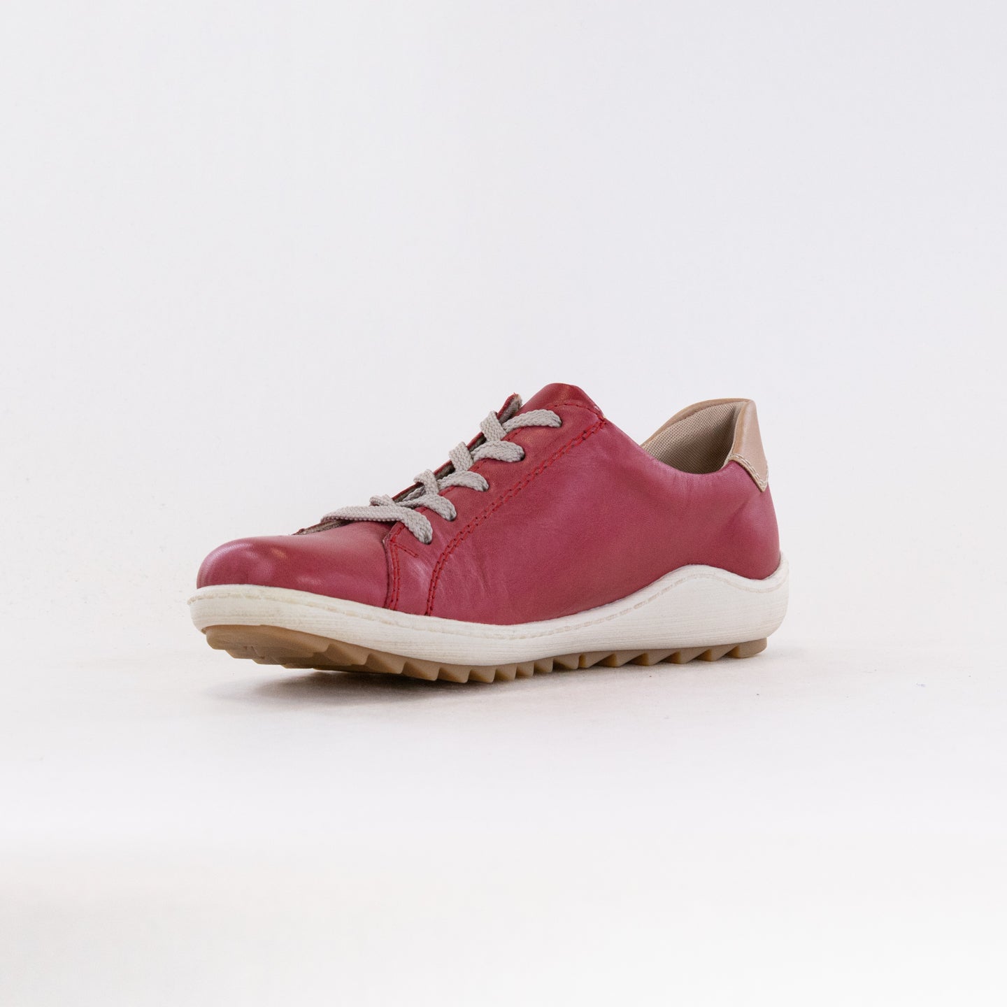 Women's Red Leather Remonte Liv R1417 Stylish Sneakers