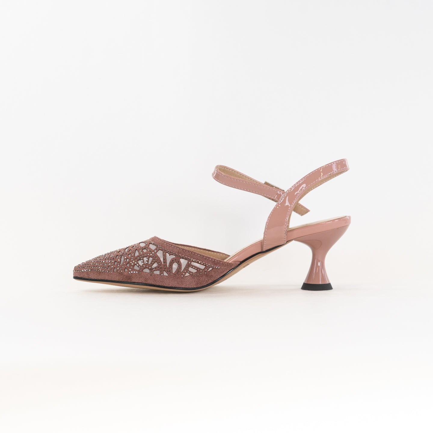 Spring Step Women's Delicate Mauve Kitten Heels with Rhinestones