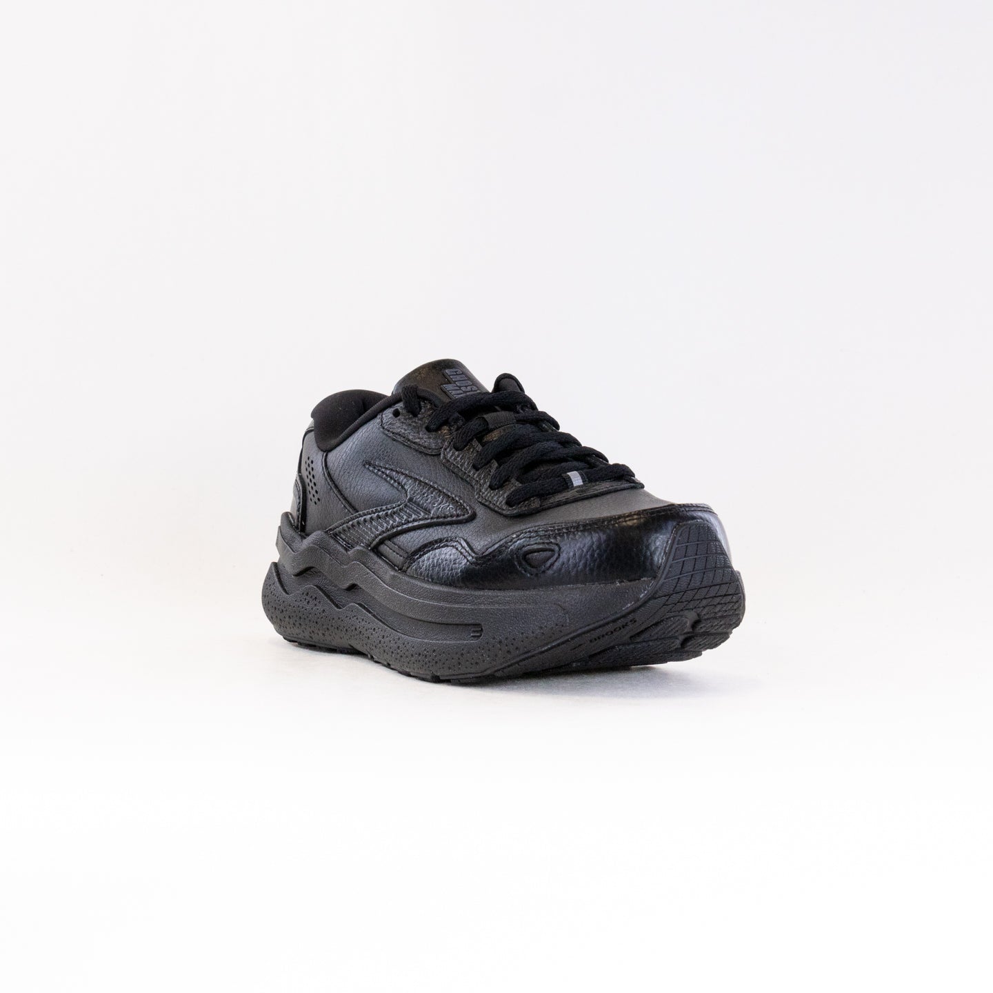 Women's Brooks Ghost Max Leather Running Shoes - Classic Black/Black Colorway