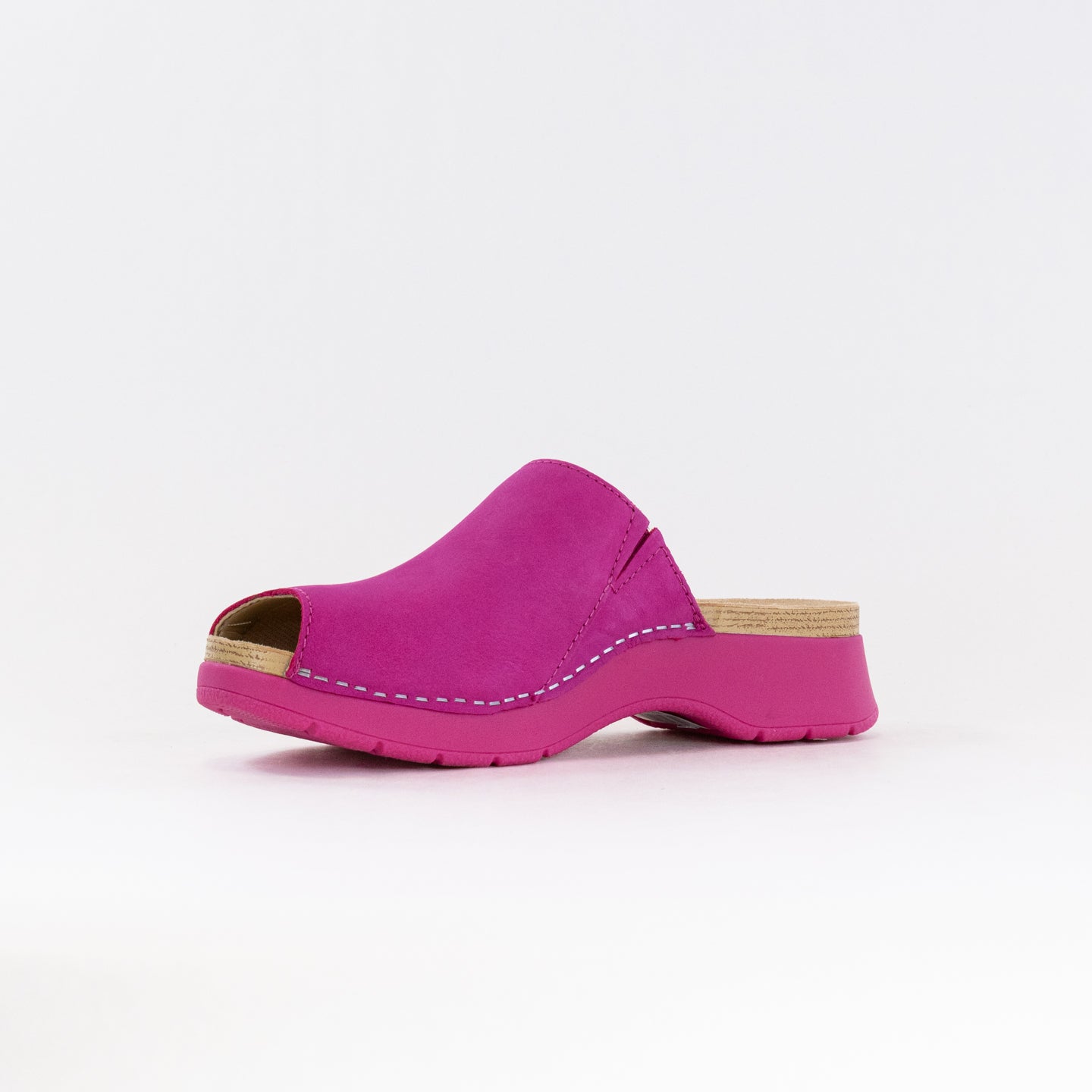 Dansko Women's Ravyn Nappa Peep Toe Sandal in Fuchsia