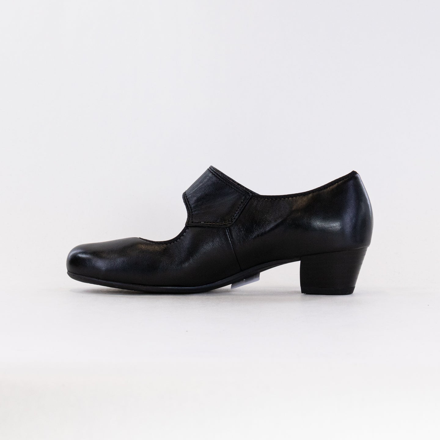 Women's Ara Calico II Black Leather Flattering Asymmetrical Mary Jane Pumps