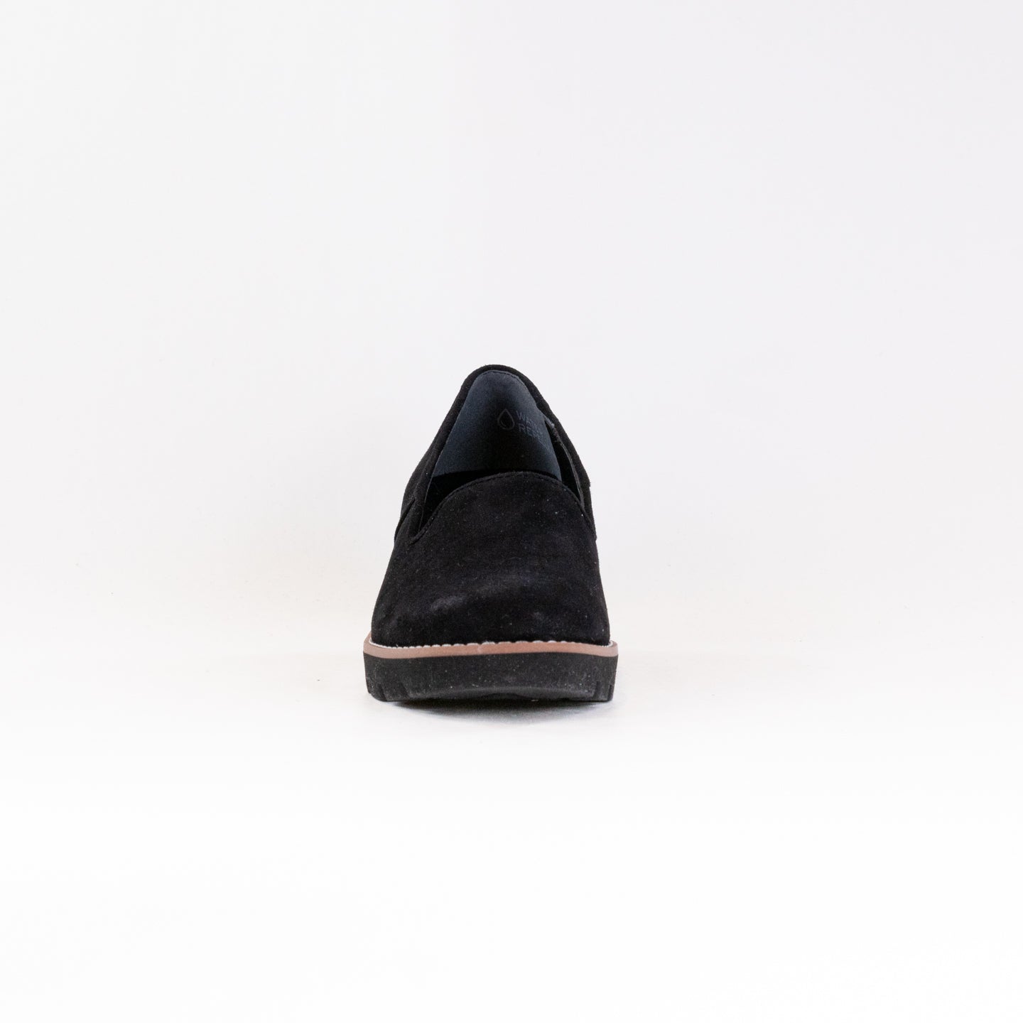 Women's Vionic Willa Black Suede Chunky Lug Wedge Slip-Ons