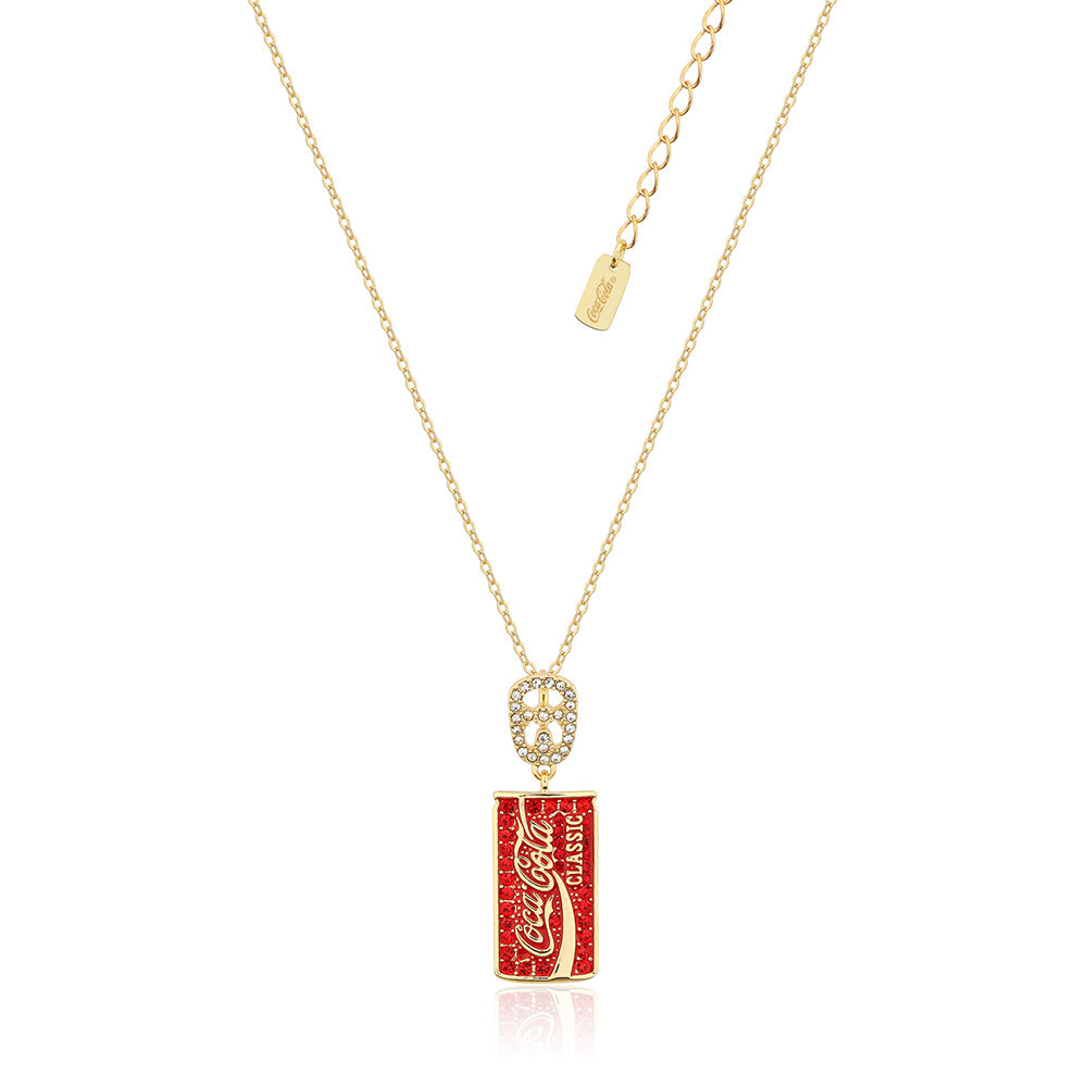 Disney Gold-Plated Stainless Steel Coca Cola Classic Can Pendant with 45+7cm Adjustable Chain