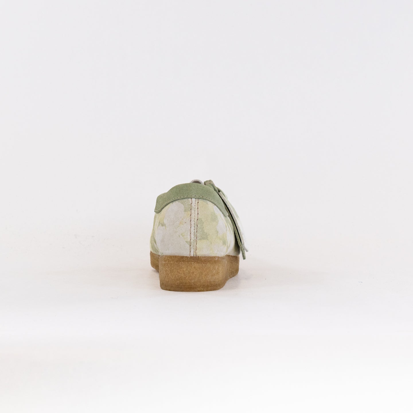 Women's Clarks Originals Wallabee Casual Shoes in Green with Floral Design
