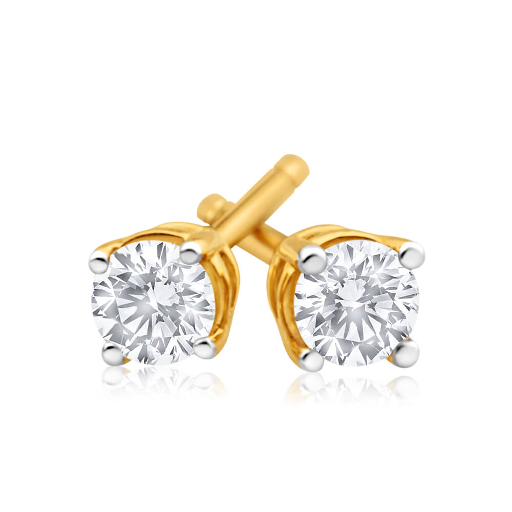 Gorgeous 9ct Yellow Gold Diamond Stud Earrings for Everyday Wear and Gifting