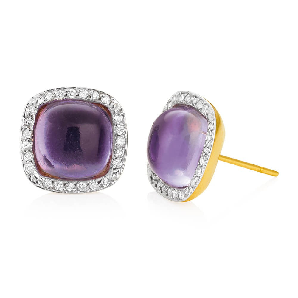Stunning 9 Carat Yellow Gold Diamond Stud Earrings for Elegant Jewelry Lovers