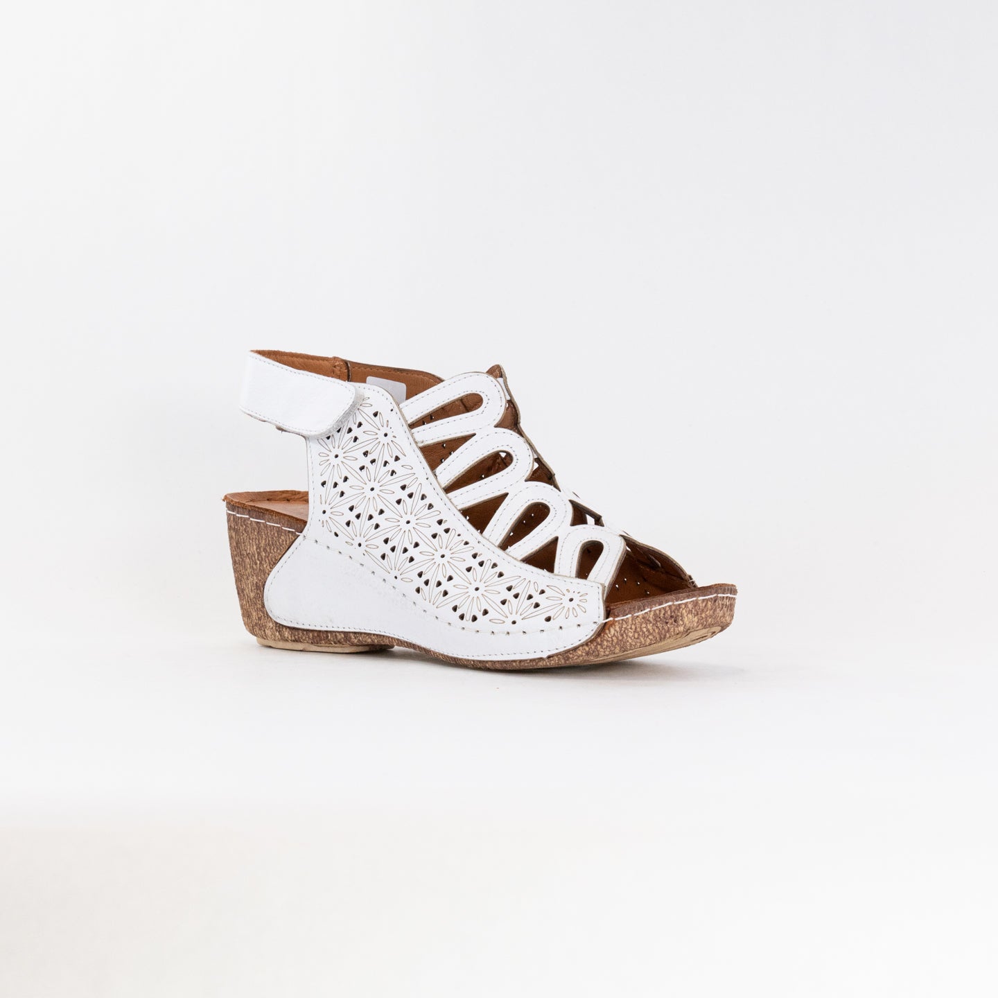 Women's Spring Step Inocencia White Premium Leather Sandals