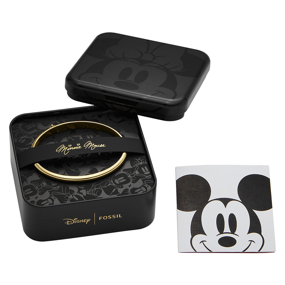 100th Disney Anniversary Gold Plated Stainless Steel Minnie Mouse Crystal Bow Bangle