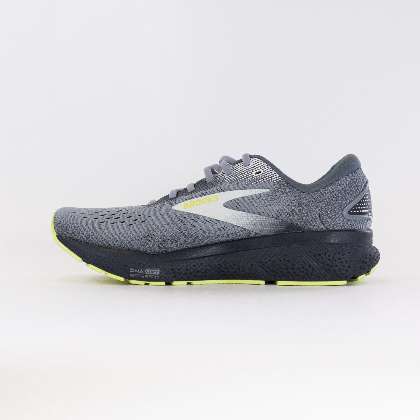 Men's Brooks Ghost 16 Running Shoes in Primer, Grey and Lime