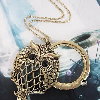 Charming Owl-Style 6x Magnifying Glass Necklace for Up-Close Views