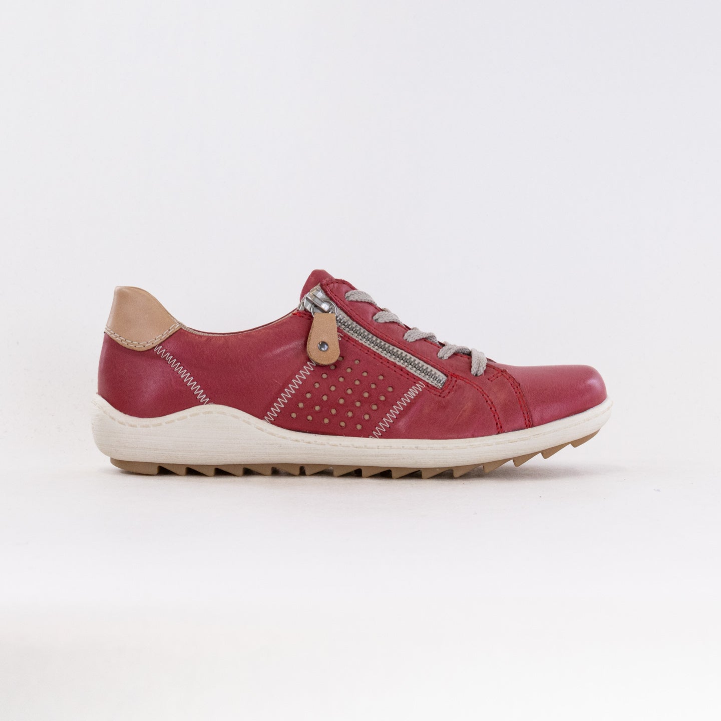 Women's Red Leather Remonte Liv R1417 Stylish Sneakers
