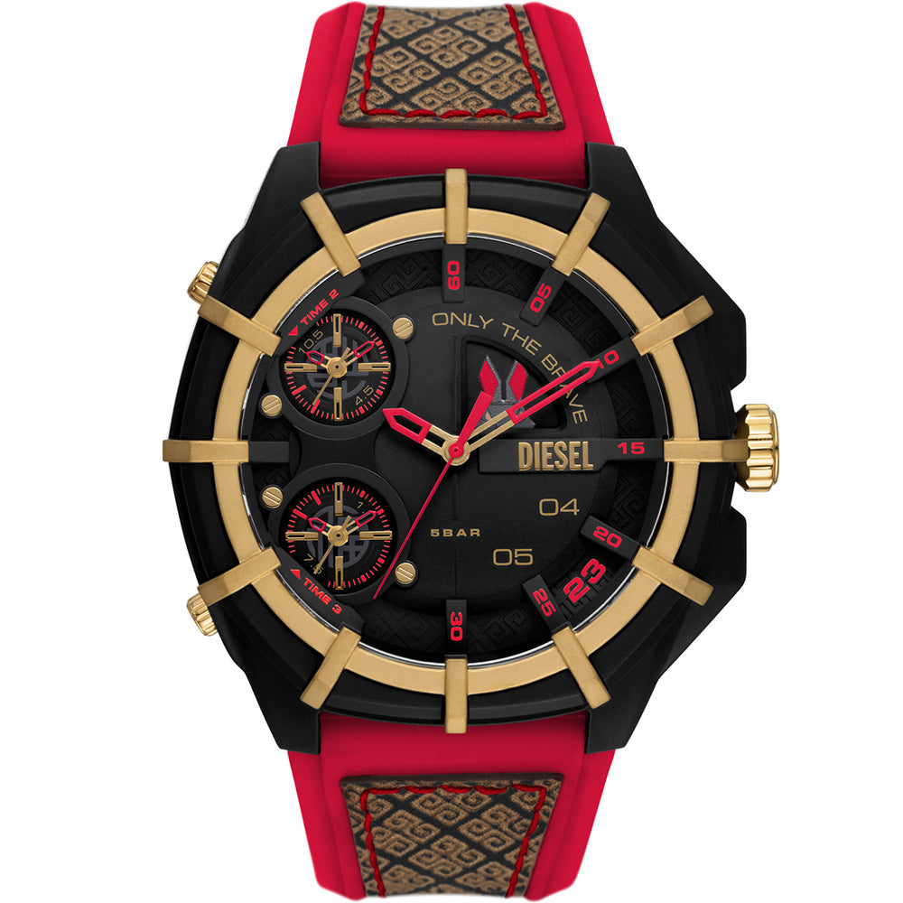 Diesel DZ4618 Black Nylon Framed Limited - Edition Watch with Gold & Red Accents