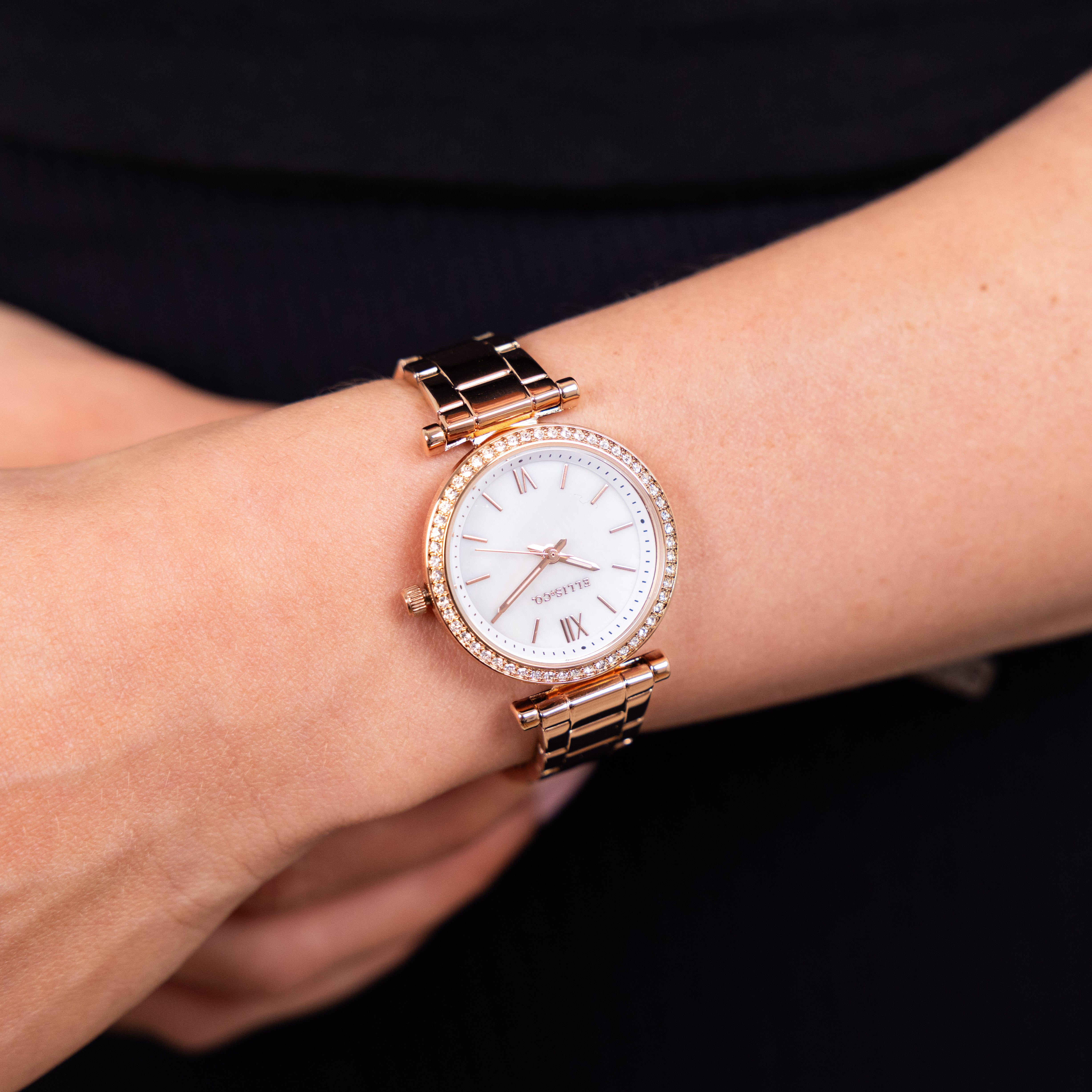 Ellis & Co Serena Rose Gold Tone Stainless Steel Women's Wristwatch
