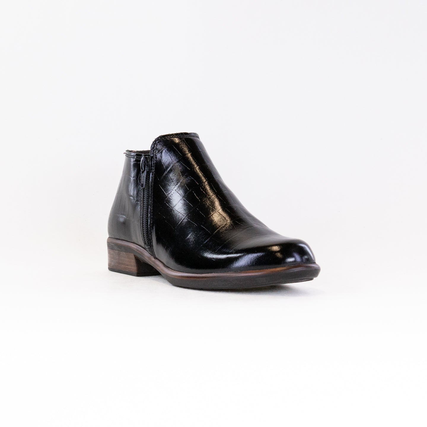 Women's NAOT Helm Black Crocodile Leather Ankle Boots