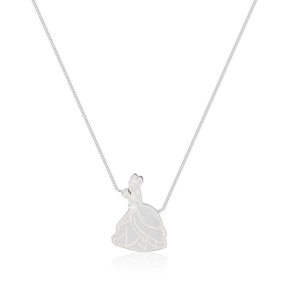 40cm Chain Disney Princess The Frog Tiana Rhodium - Plated Pendant Jewelry for Disney Fans