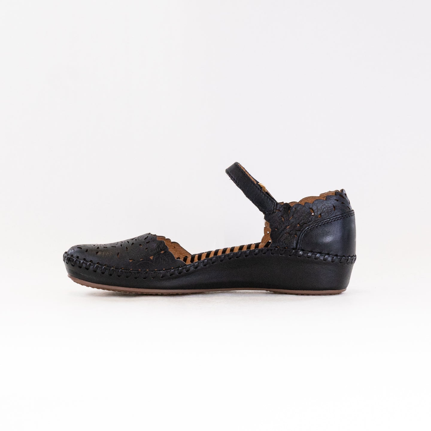Pikolinos Women's P. Vallarta 655-0906 Black Calfskin Leather Ballerina Flats