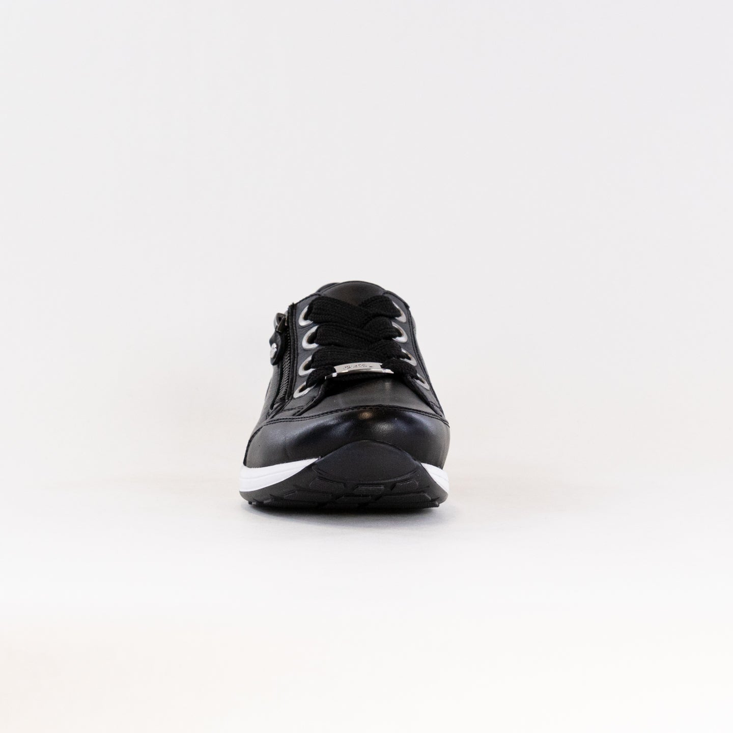 Women's Black Leather Ara Ollie Side-Zip Comfort Lace Sneakers