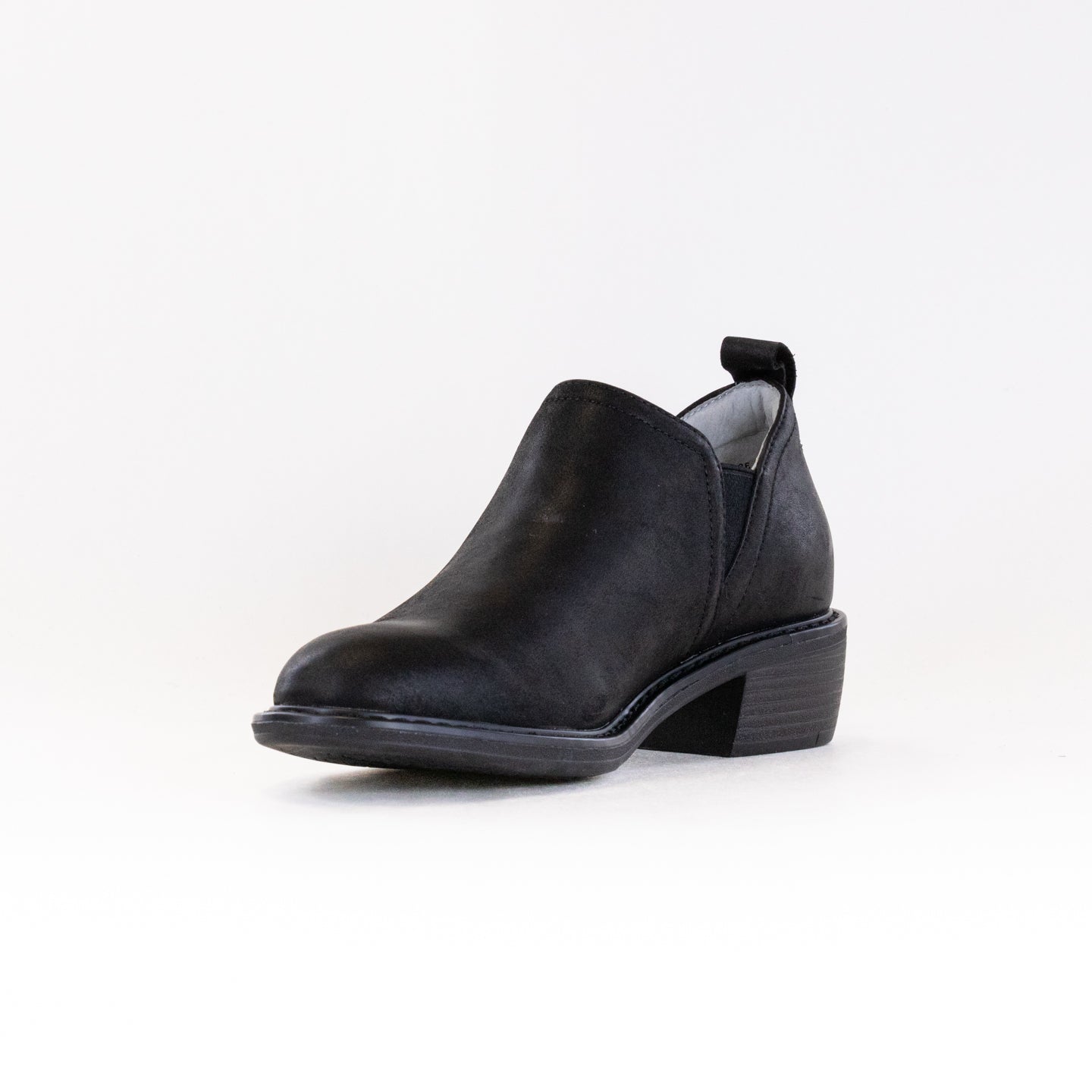 Women's Alegria Merle Slip-On Leather Booties in Black Burnish Color