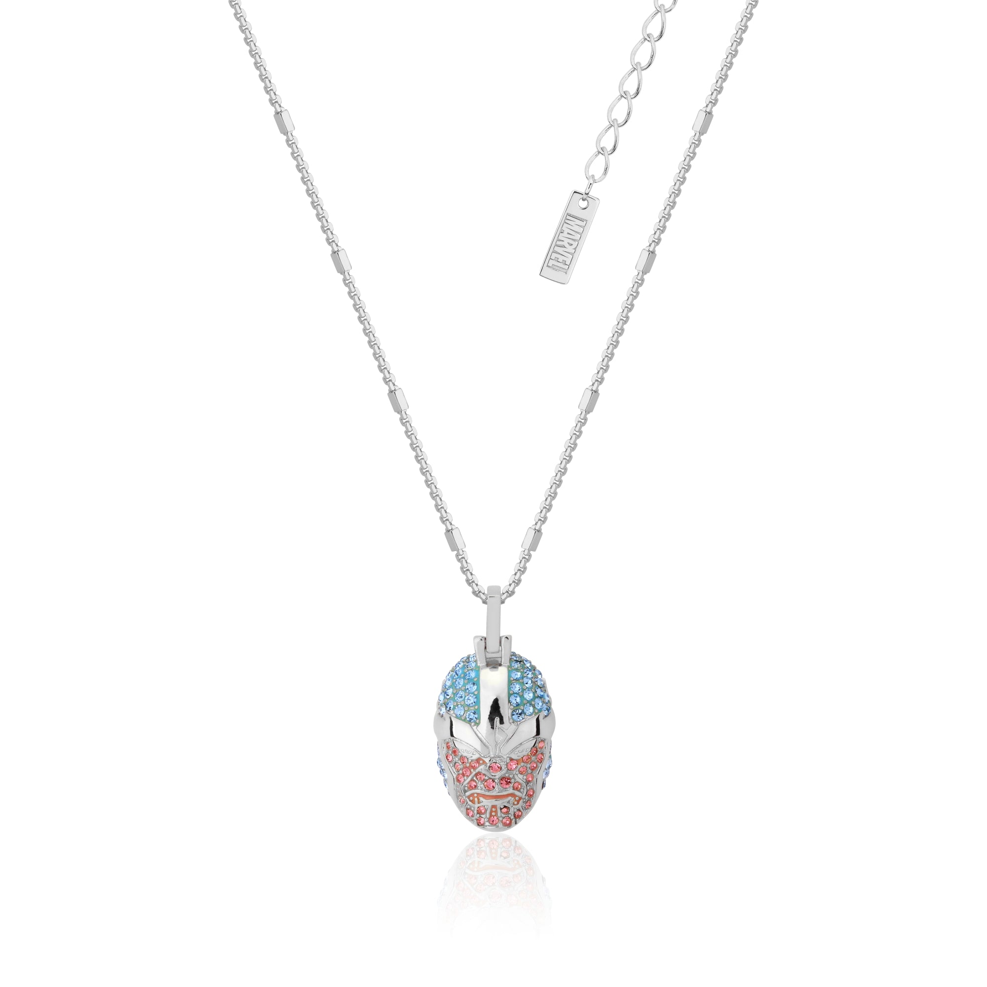14ct White Gold Plated Disney Thanos Crystal Pendant on 45cm Stainless Steel Chain