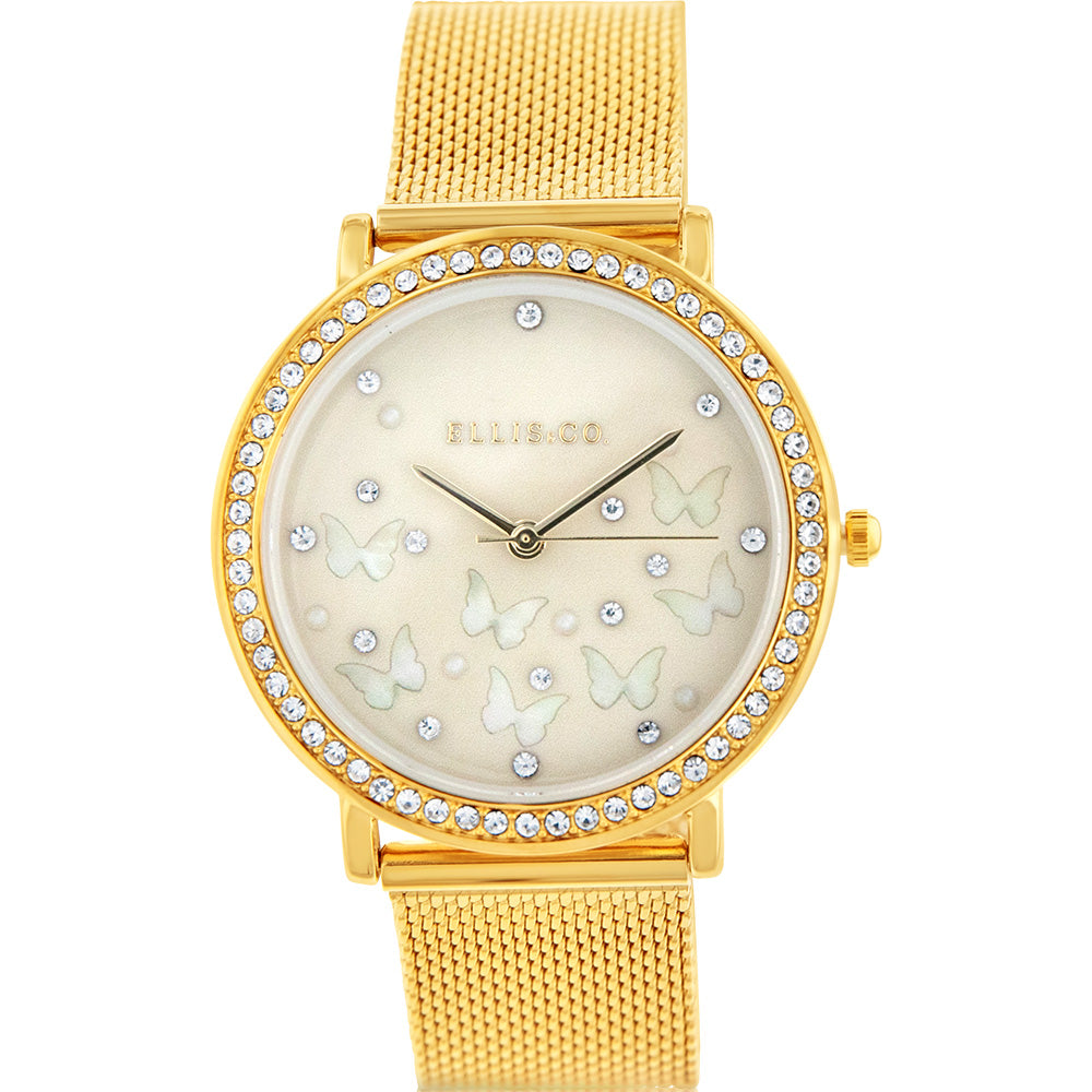 Ellis & Co 'Sena' Luxury Golden Crystal-Adorned Watch