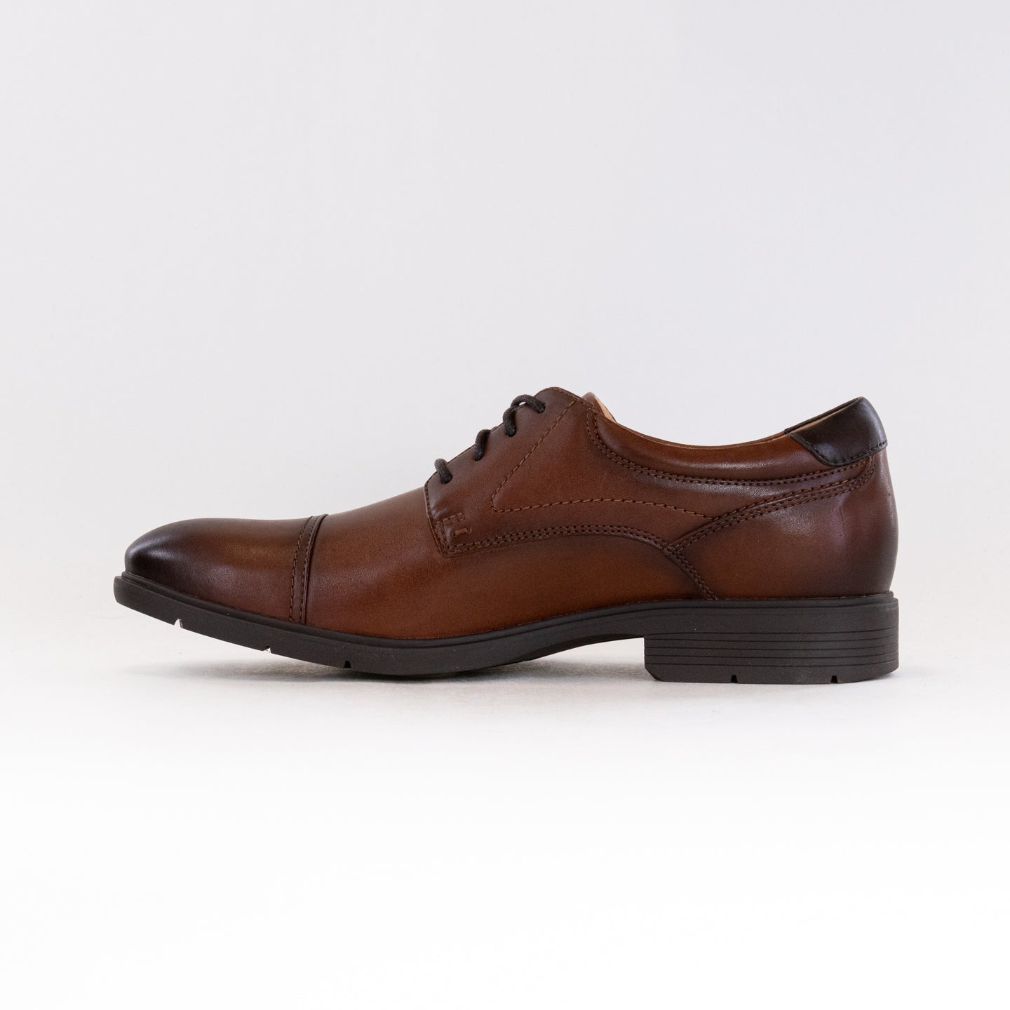 Clarks Men's Eldredge Cap Toe Oxford Dress Shoes in Premium Dark Tan Leather