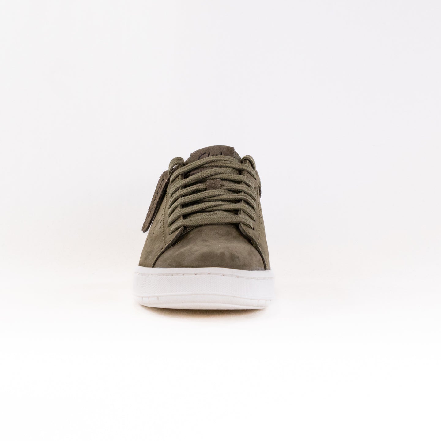 Men's Olive Nubuck Clarks Courtlite 2 Run Retro Comfortable Sneakers