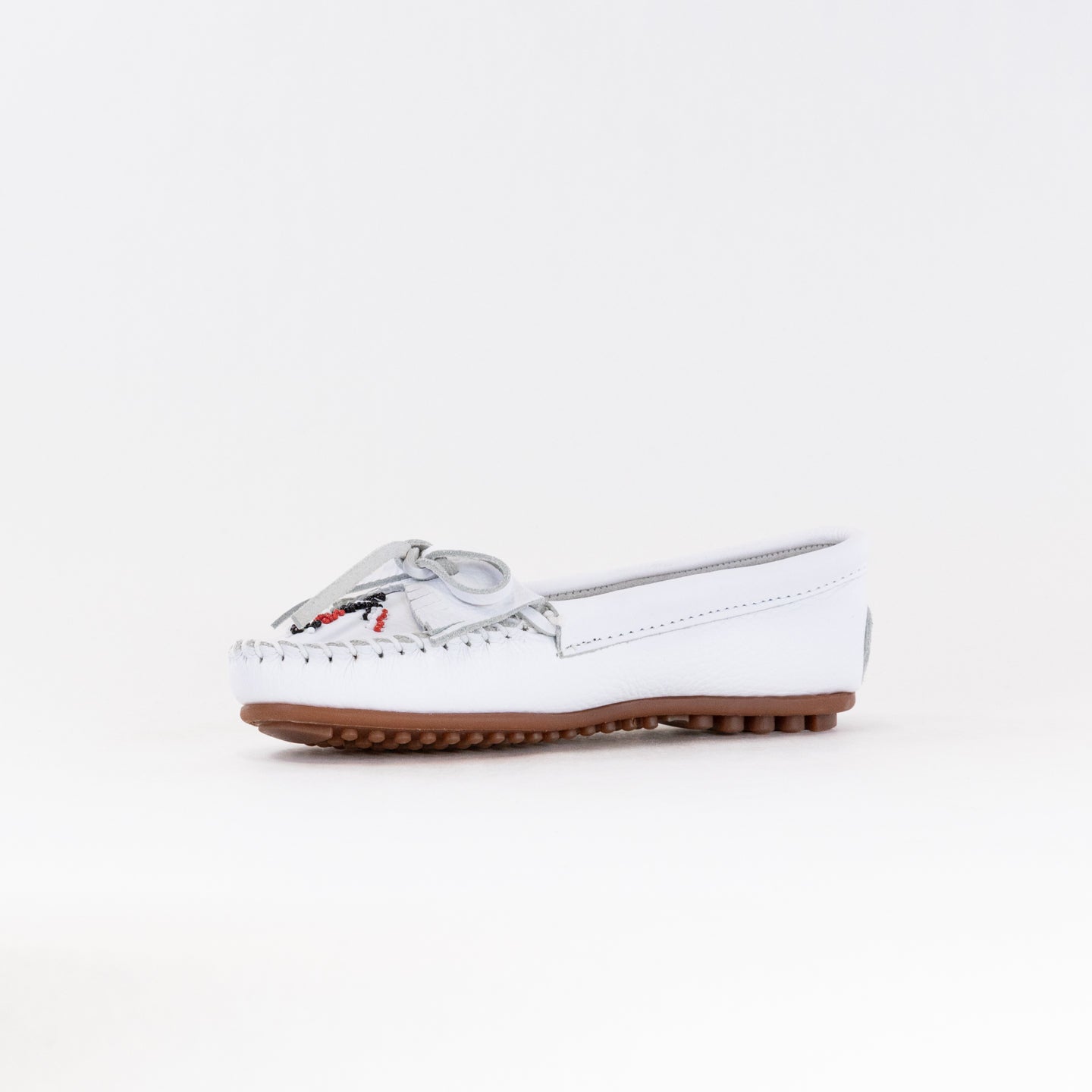 Minnetonka Women's White Thunderbird Animikii Shoes with Hand - Beaded Design