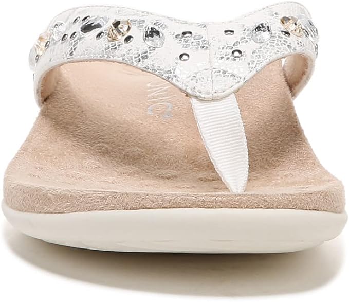 Women's Vionic Lucia White Leopard Toe Post Sandals - Stylish and Comfortable