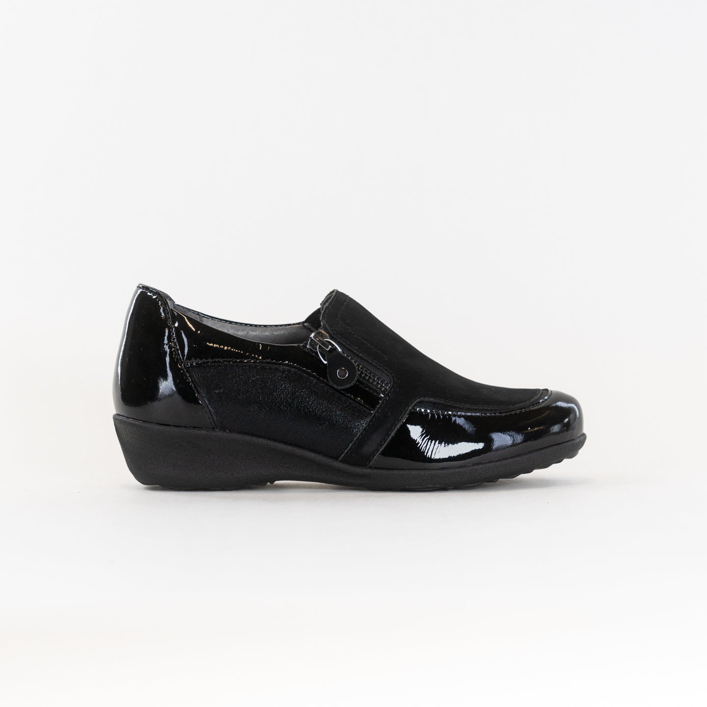 Black Leather Combo Women's Drew Padua Casual Zip-On Shoes