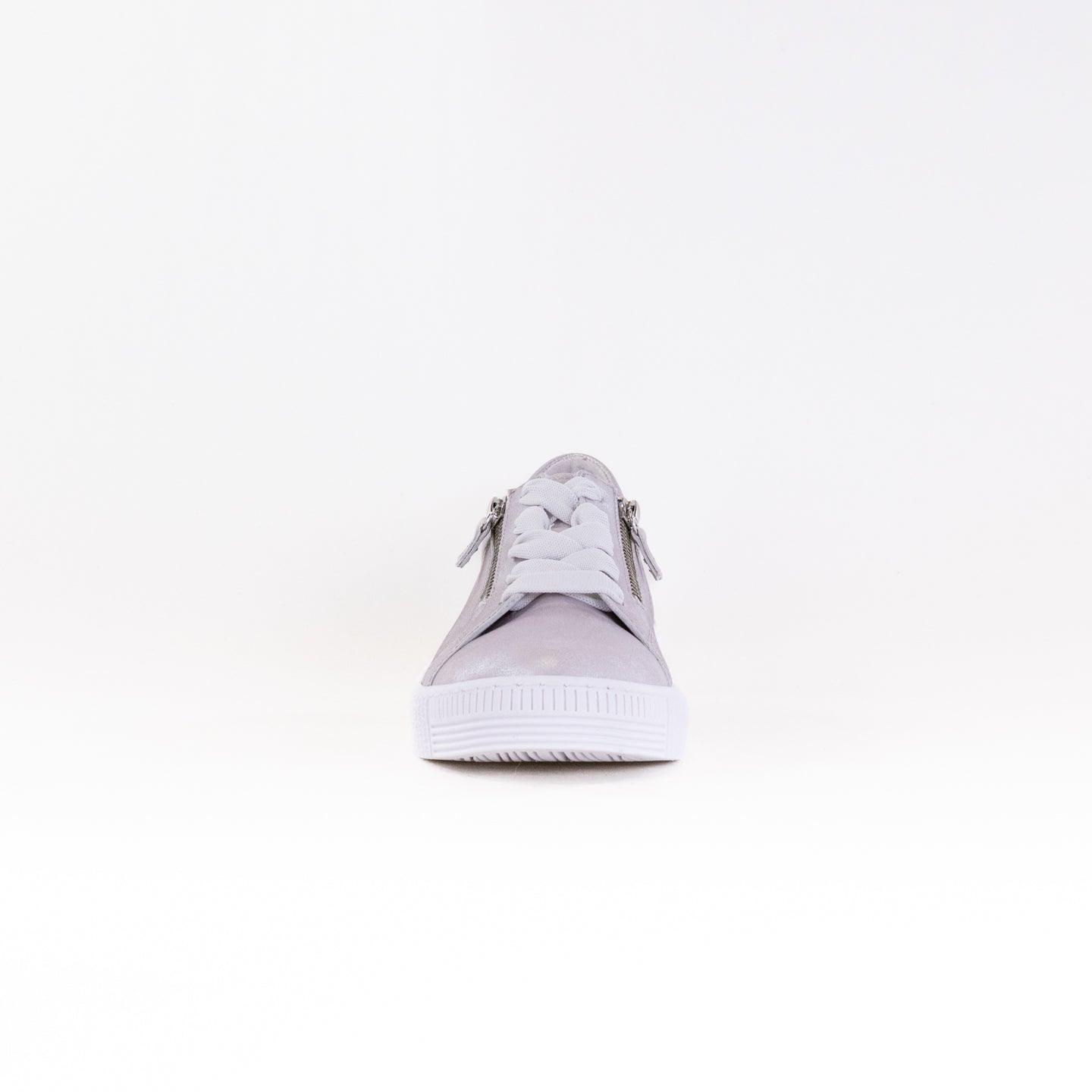 Gabor Women's Light Grey Double Zip Suede & Leather Sneaker