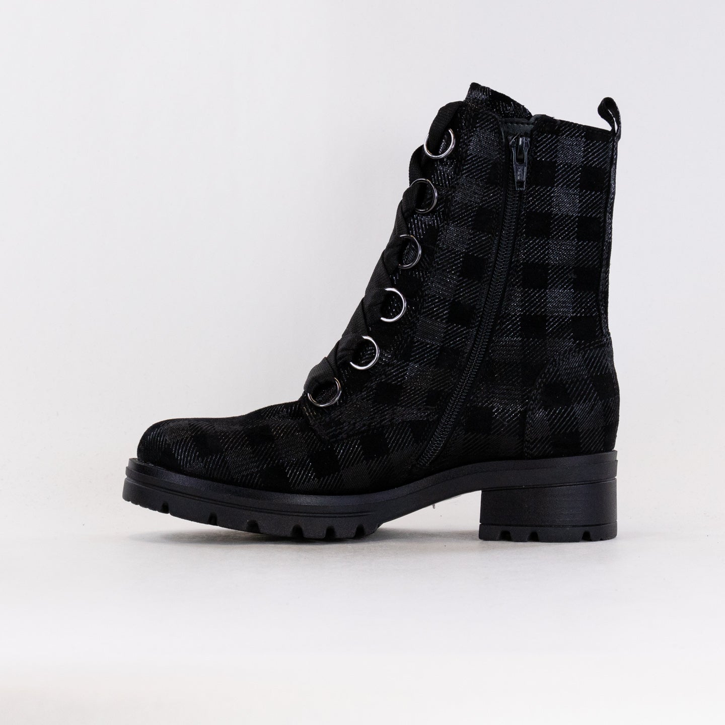 Gabor Women's Schwarz Combat Style Lace - Up Leather Boots, Model 92.784.67