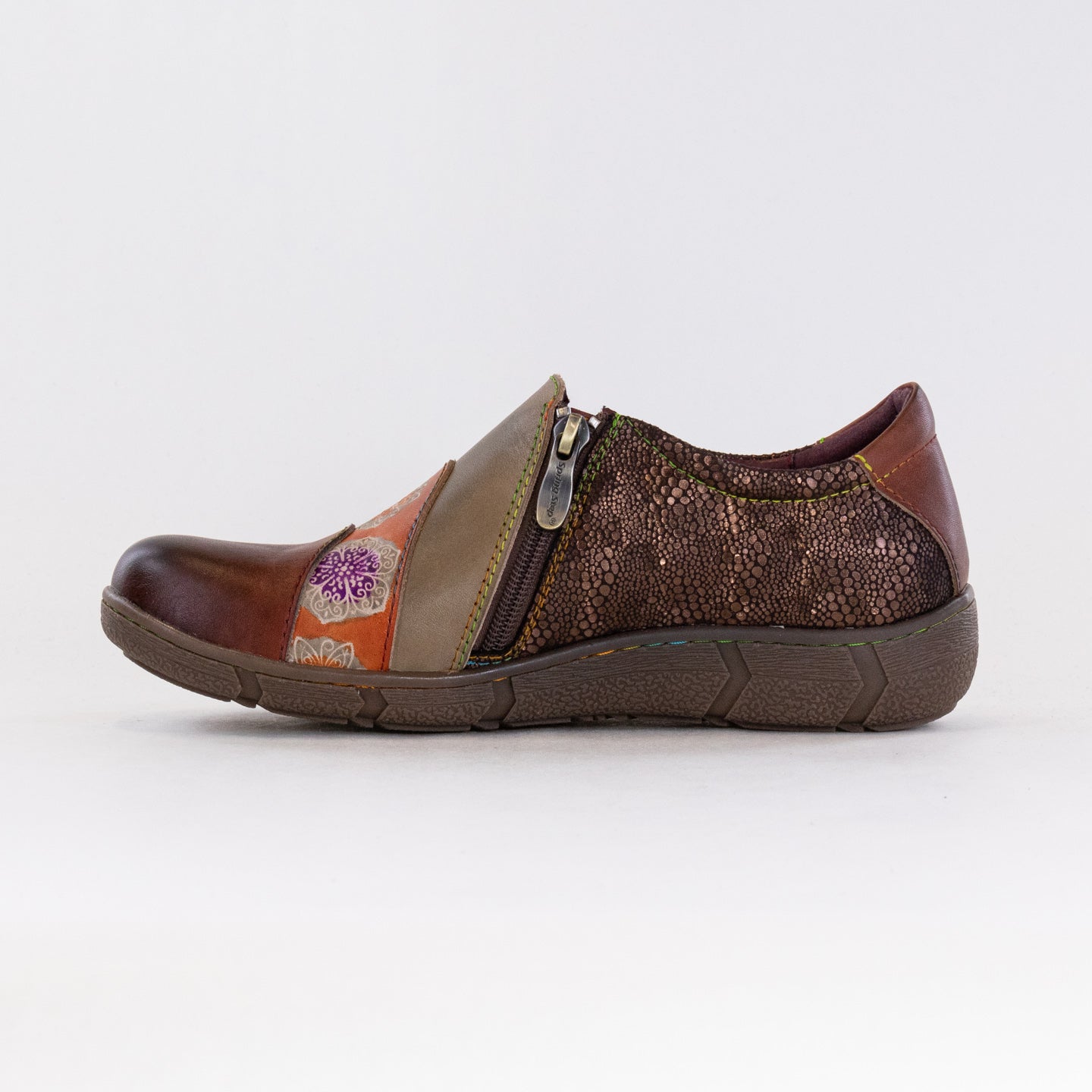 L'Artiste Women's Brown Multi Hand - Painted Comfort Clogs Lata
