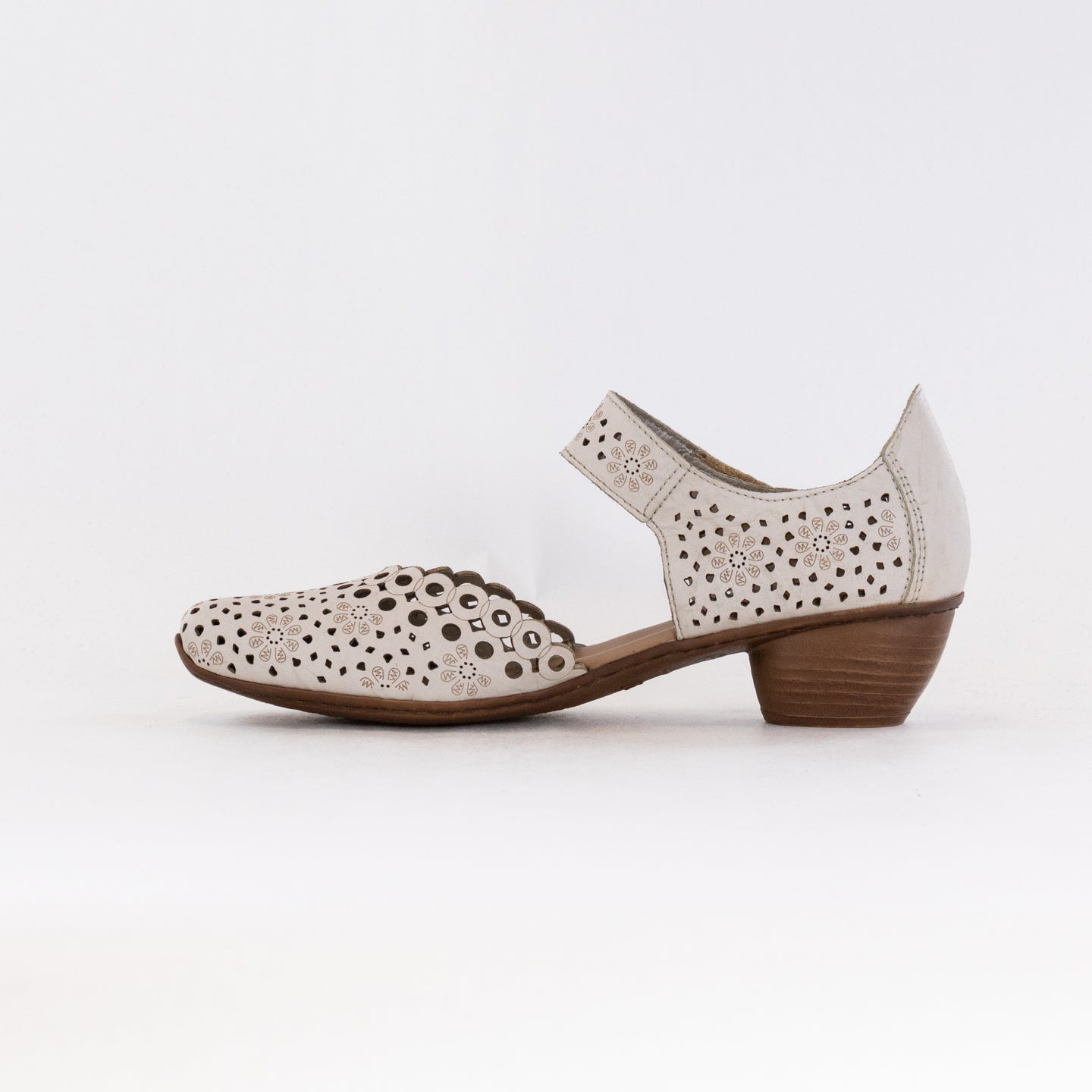 Rieker Women's Mirjam 53 Low - Heel Cream Shoes with Adjustable Ankle Strap