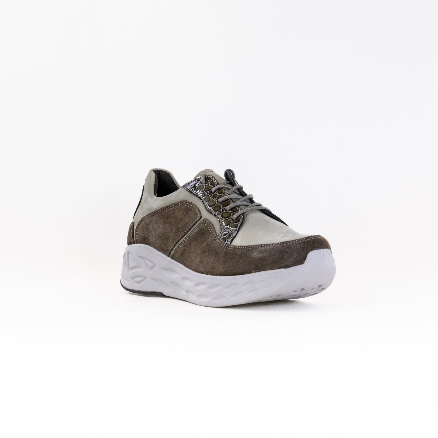 Wolky Women's Bounce Grey Combination Leather Comfortable Sneakers