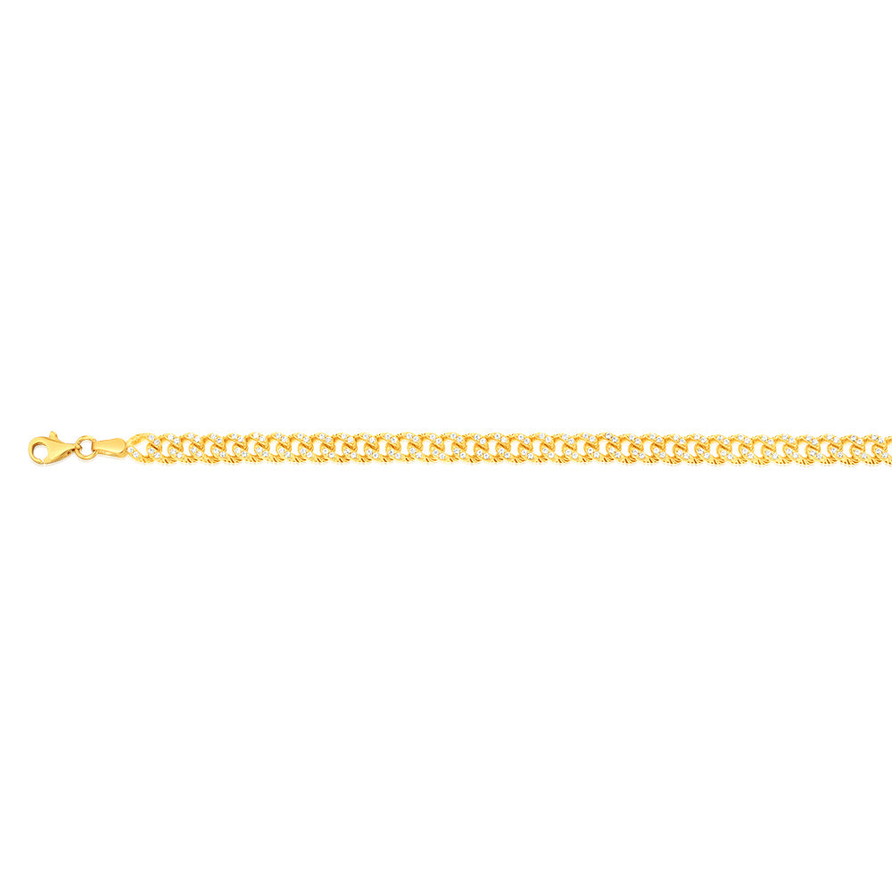 9-carat Yellow Gold Cubic Zirconia Chain Style Bracelet for Women