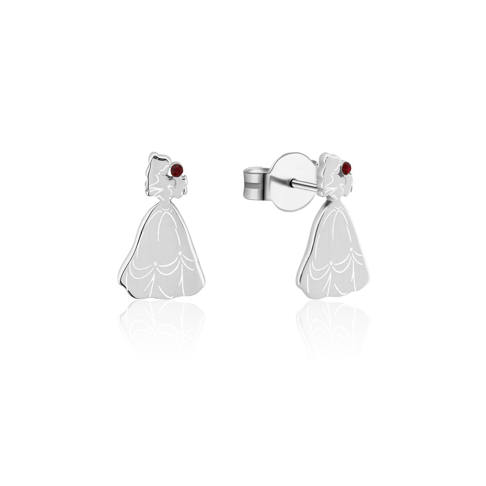 Disney Princess Collection: Rhodium Plated Beauty & The Beast Belle Inspired 12mm Stud Earrings for Princesses