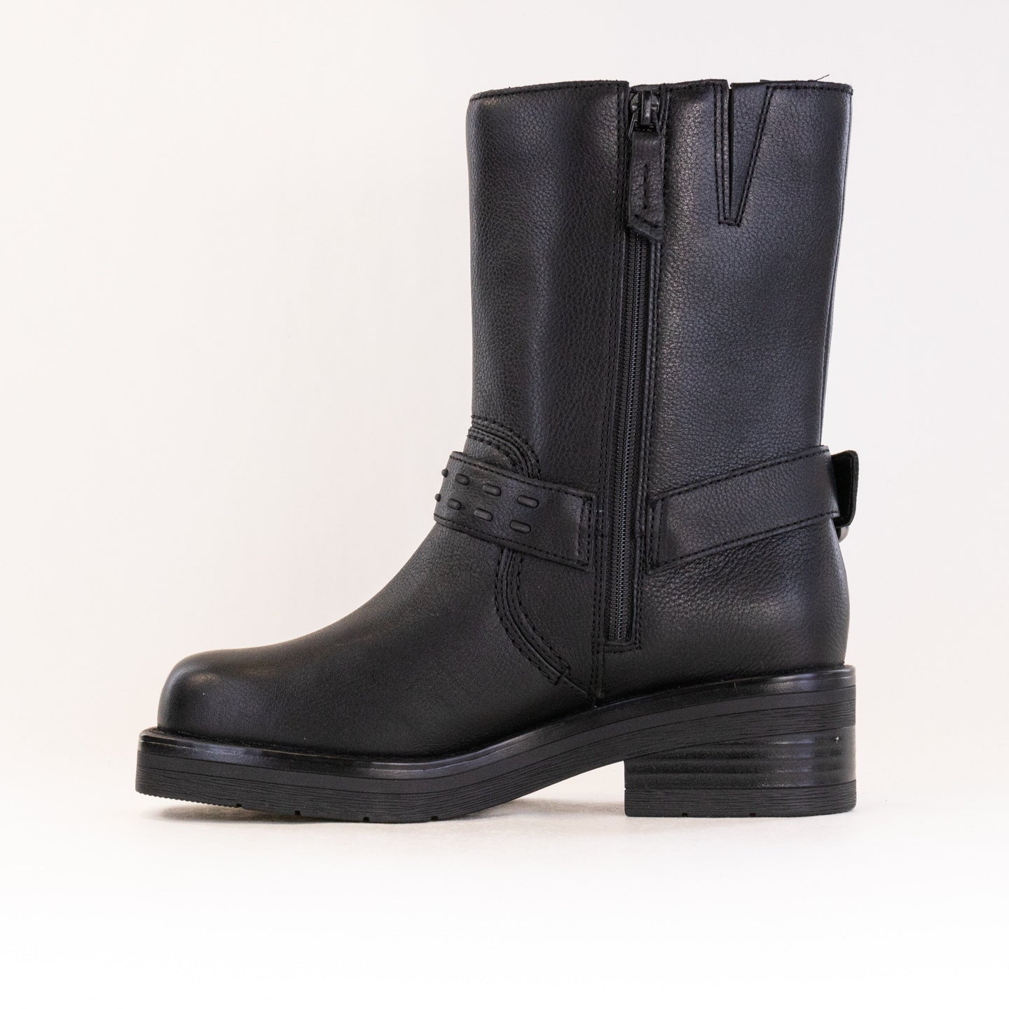 Women's Clarks Black Leather Rebelle Up Stylish Biker Boots