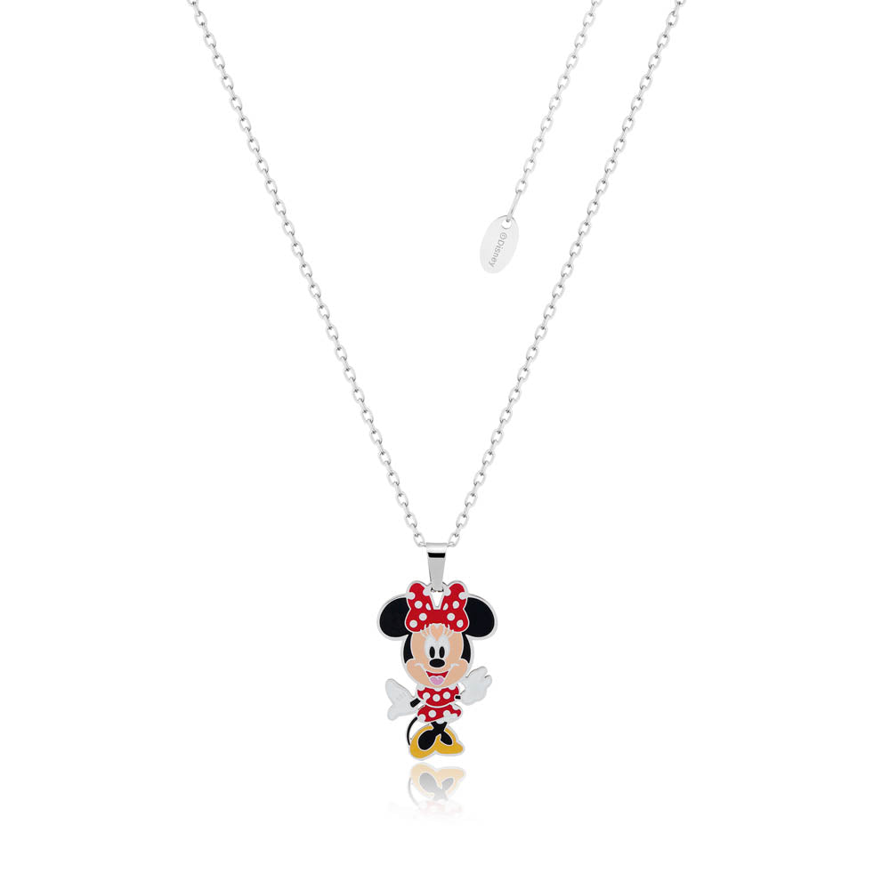 Disney Stainless Steel Minnie Mouse Charm Pendant on a Stylish Chain