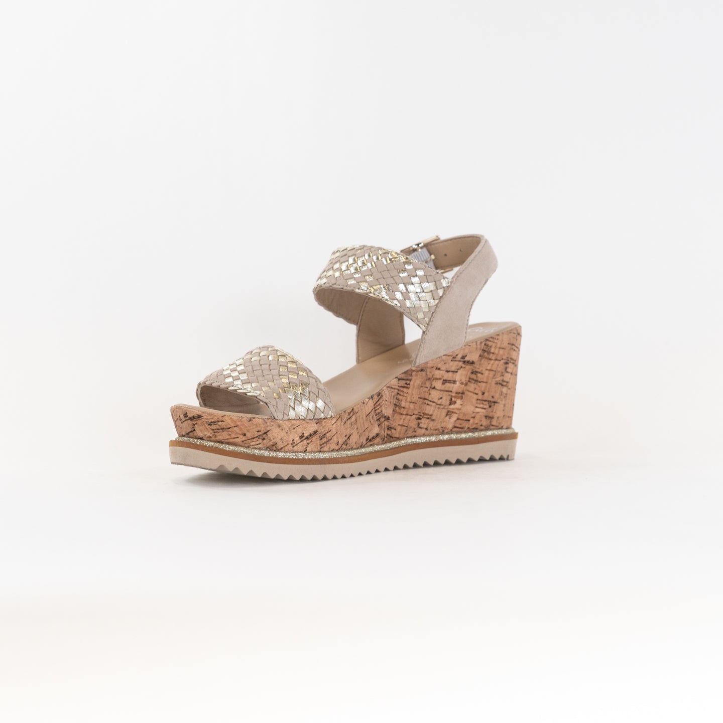 Women's Ara Parma Wedge Sandals in Sand and Platinum Multi Colors
